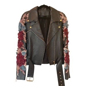 ELIE SAAB Couture Beaded Sequin Leather Jacket